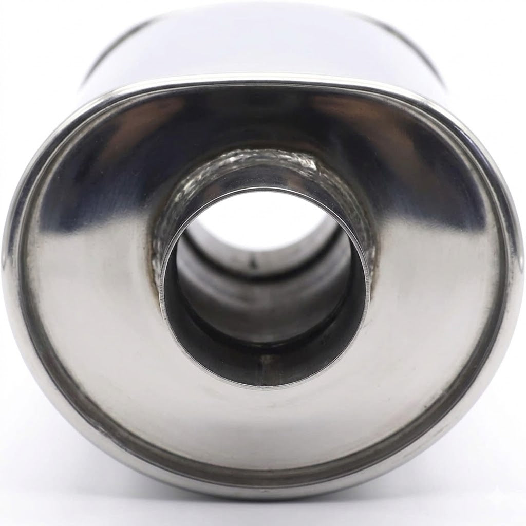 Exhaust Muffler 2.5 Inch (63MM) Inlet/3 Inch (73MM) Automotive Outlet 11.8 Inch (300MM) Stainless Steel