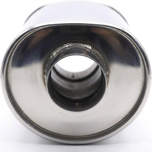 Exhaust Muffler 2.5 Inch (63MM) Inlet/3 Inch (73MM) Automotive Outlet 11.8 Inch (300MM) Stainless Steel