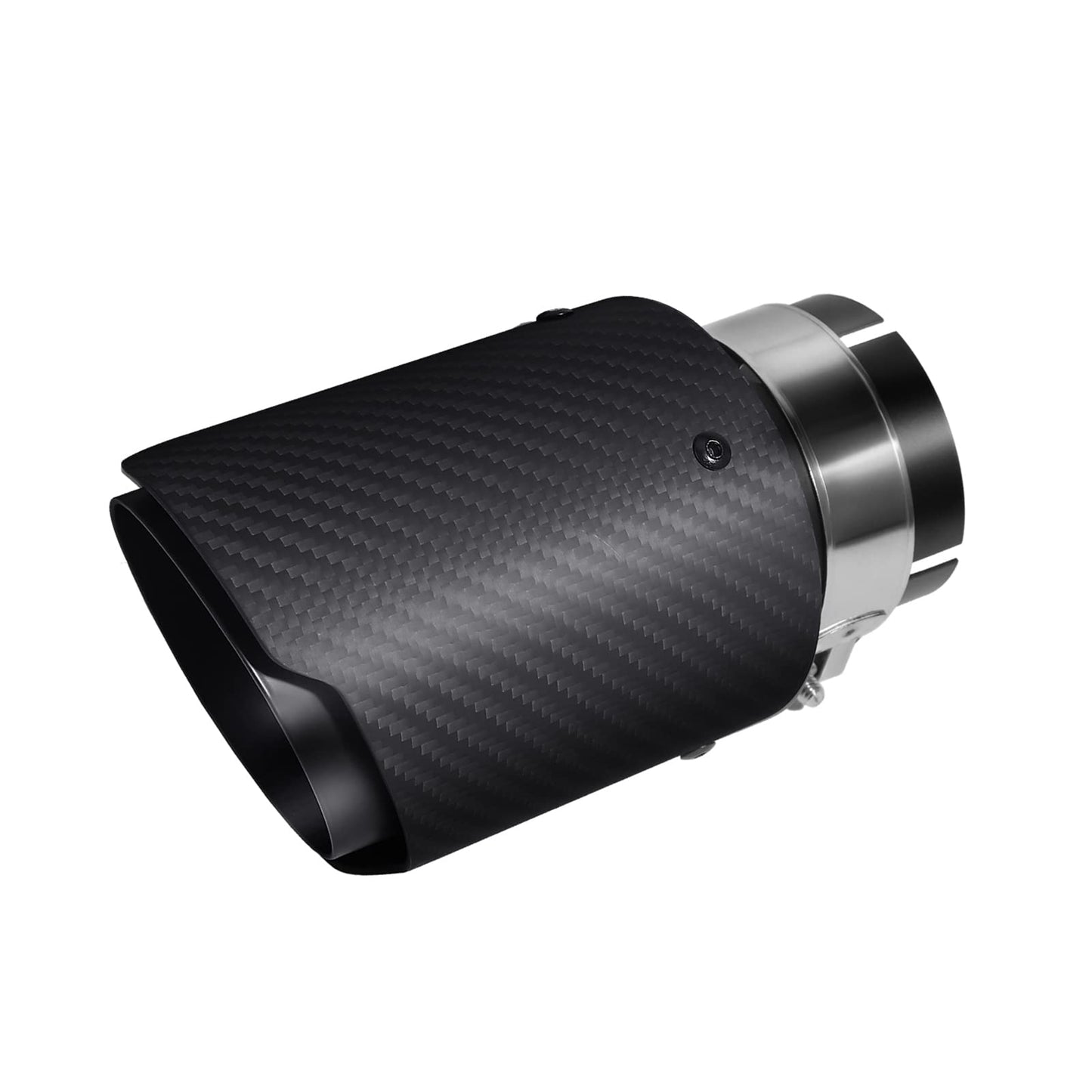 Exhaust Tips Muffler Stainless Steel & Carbon Fiber Car Exhaust End Pipe, Inlet 63mm (2.5") Outlet 89mm (3.5") (2PCS-Black Shiny Silver)