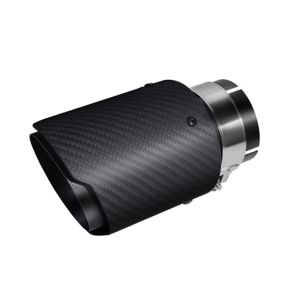 Exhaust Tips Muffler Stainless Steel & Carbon Fiber Car Exhaust End Pipe, Inlet 63mm (2.5") Outlet 89mm (3.5") (2PCS-Black Shiny Silver)