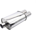 Automobiles Exhaust Muffler Krtopo 2.5 Inch (63MM) Single Inlet/3 Inch (73MM) Dual Outlet 11.8 Inch (300MM) Body Length Oval Double Ended Welding Stainless Steel
