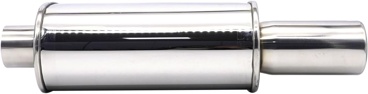 Exhaust Muffler 2.5 Inch (63MM) Inlet/3 Inch (73MM) Automotive Outlet 11.8 Inch (300MM) Stainless Steel