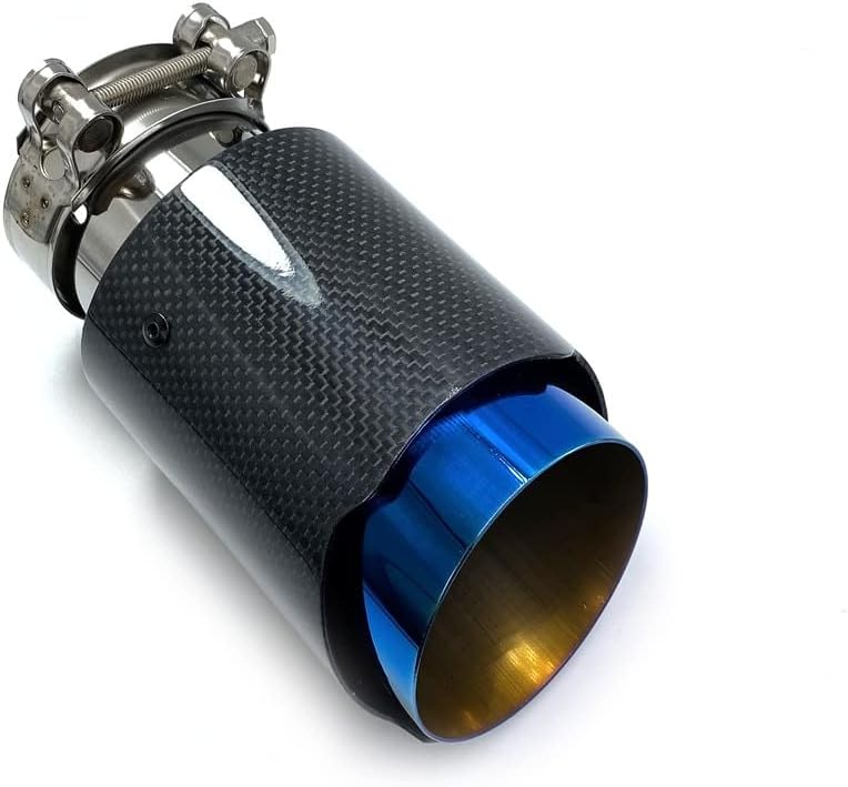 Car Exhaust Pipe PC 1 Car Exhaust Pipe Glossy Carbon Tail Pipe Blue Stainless Steel Straight Muffler with Fitting Use for BMW F30 Sound Exhaust Tail