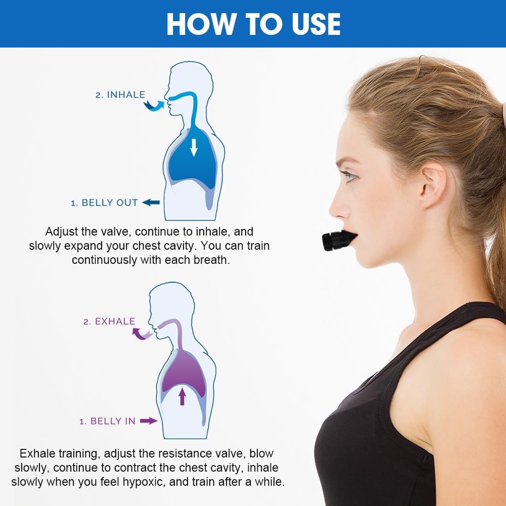 ACWOO Breathing Exercise Trainer, Breathing Exercise Device for Lungs, Lung Trainer, Portable Lung Capacity Exerciser, Improve Lung Capacity