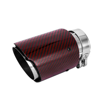 Exhaust Tips Muffler Stainless Steel & Carbon Fiber Car Exhaust End Pipe, Inlet 63mm (2.5") Outlet 89mm (3.5") (2PCS-Black Shiny Silver)