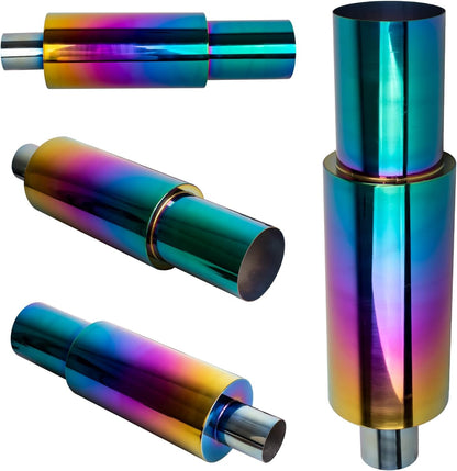 Exhaust Muffler for Car 2.5"/63mm Stainless Steel Resonator Diesel Exhaust Tip Turbo Sound 53cm Length Rolled Edge Beveled Universal for Sedan SUV (Carbon Fiber)