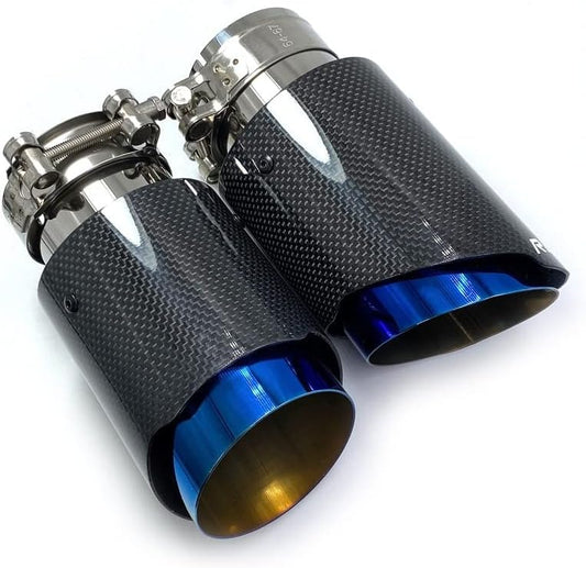 Car Exhaust Pipe PC 1 Car Exhaust Pipe Glossy Carbon Tail Pipe Blue Stainless Steel Straight Muffler with Fitting Use for BMW F30 Sound Exhaust Tail