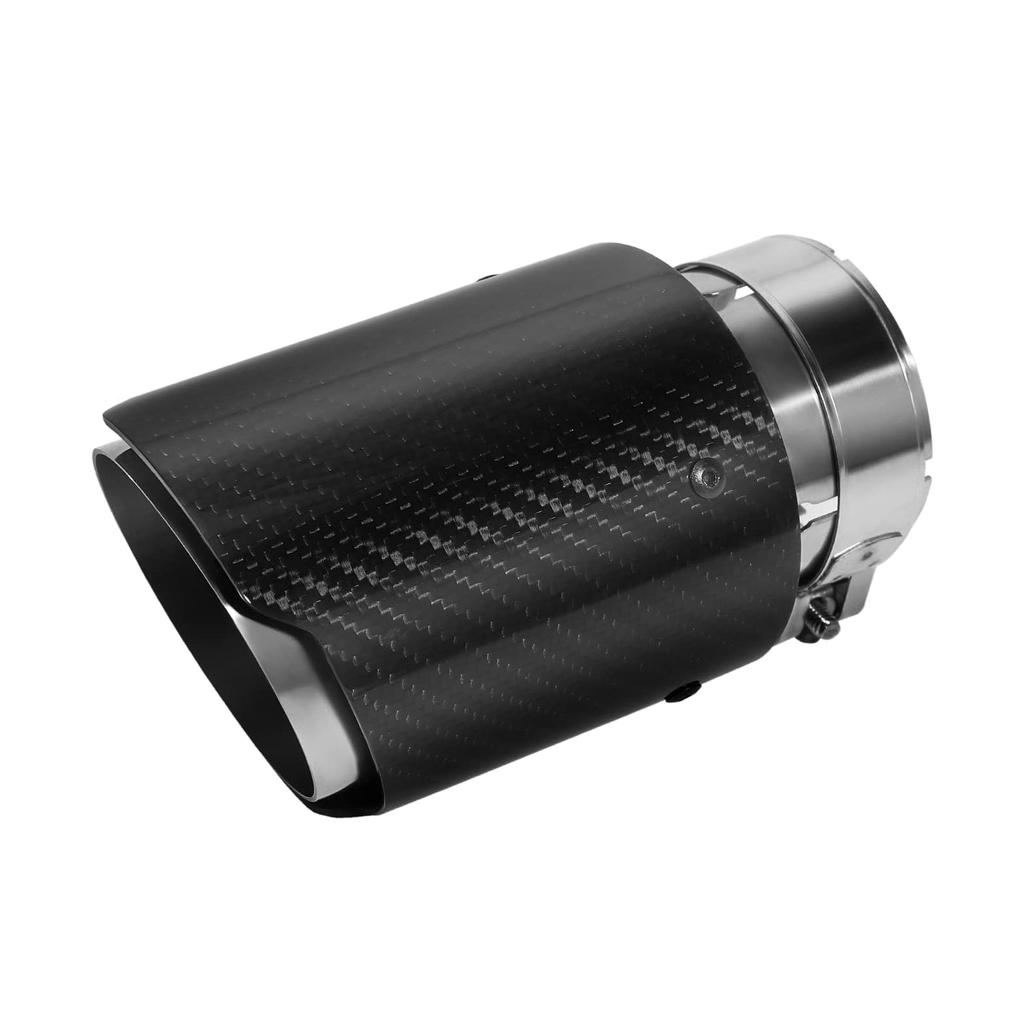 Exhaust Tips Muffler Stainless Steel and Carbon Fiber Glossy Automotive Exhaust End Pipe, Inlet 63mm (2.5") Outlet 89mm (3.5")