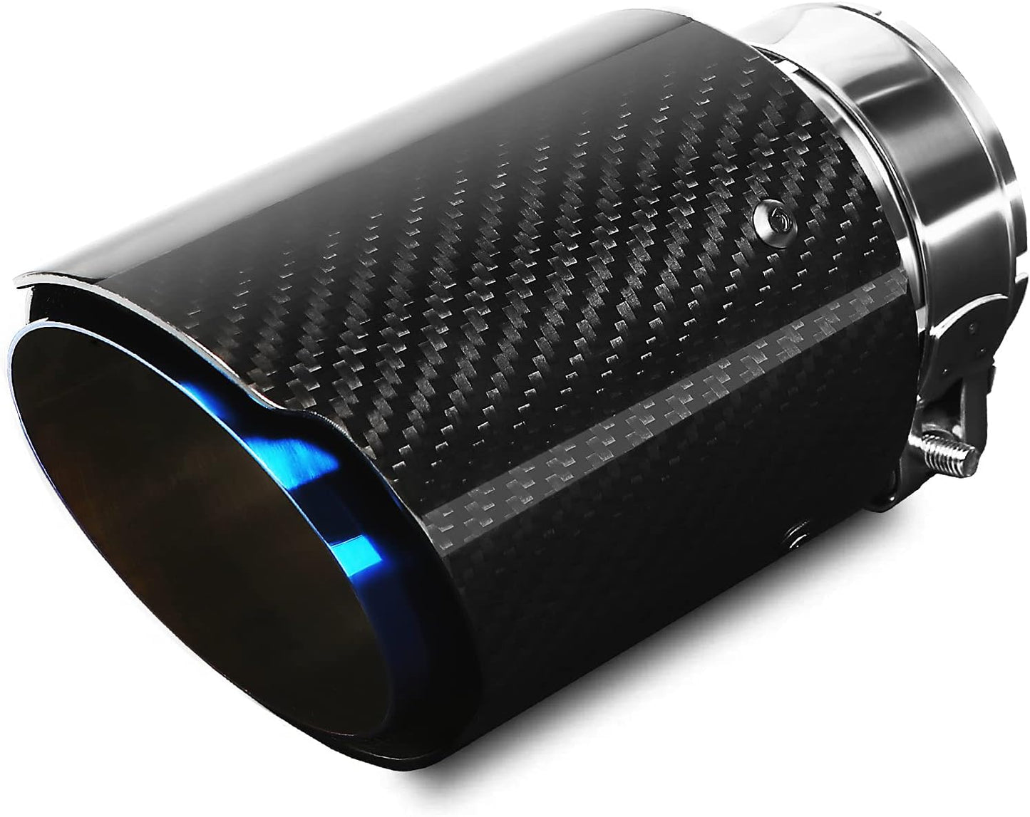 Exhaust Tips Muffler Stainless Steel and Carbon Fiber Glossy Automotive Exhaust End Pipe, Inlet 63mm (2.5") Outlet 89mm (3.5")