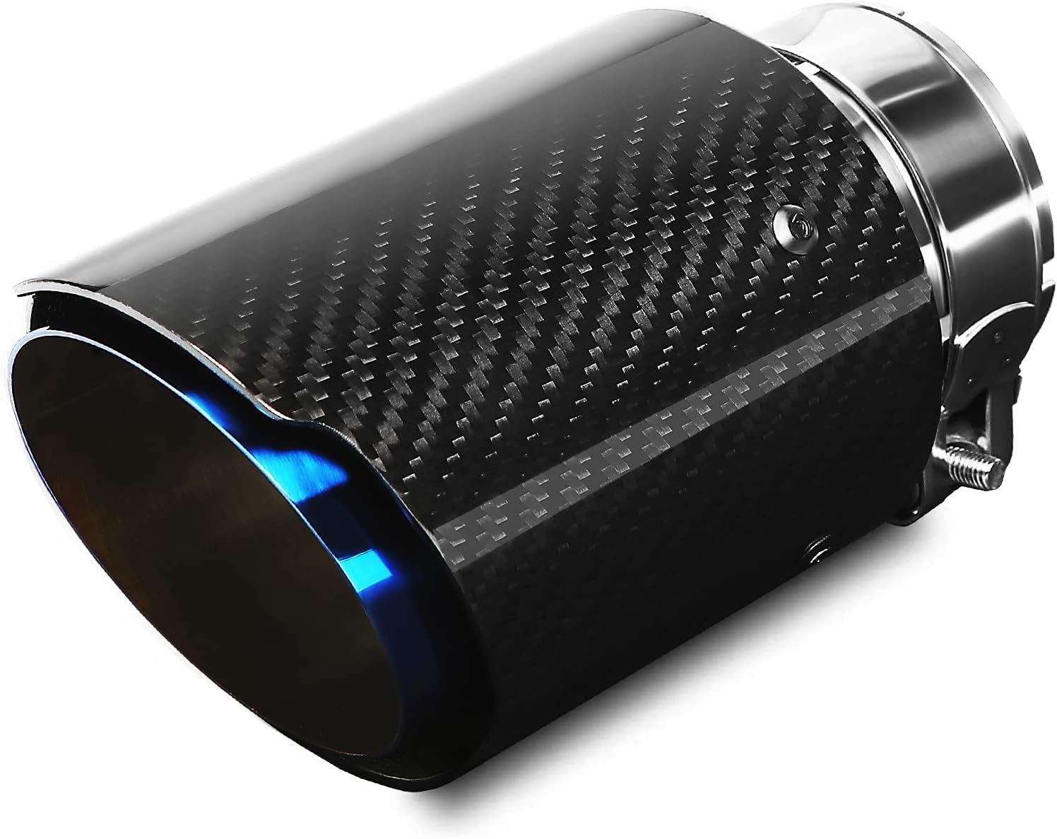 Exhaust Tips Muffler Stainless Steel and Carbon Fiber Glossy Automotive Exhaust End Pipe, Inlet 63mm (2.5") Outlet 89mm (3.5")