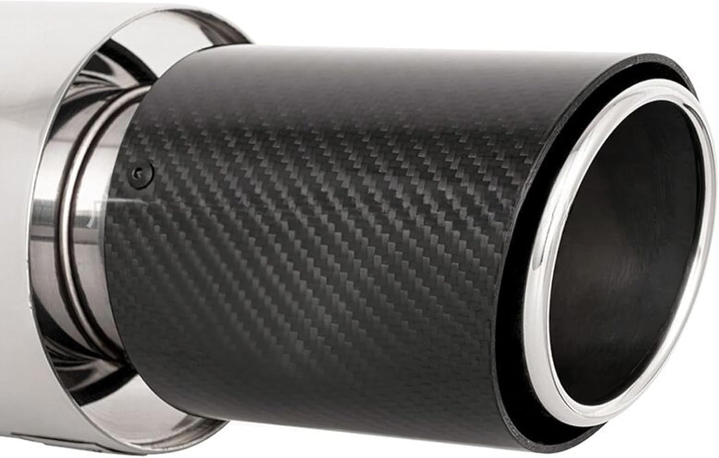 Exhaust Muffler for Car 2.5"/63mm Stainless Steel Resonator Diesel Exhaust Tip Turbo Sound 53cm Length Rolled Edge Beveled Universal for Sedan SUV (Carbon Fiber)