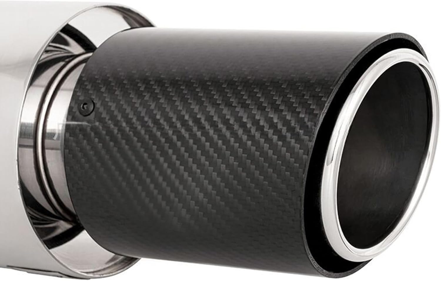 Exhaust Muffler for Car 2.5"/63mm Stainless Steel Resonator Diesel Exhaust Tip Turbo Sound 53cm Length Rolled Edge Beveled Universal for Sedan SUV (Carbon Fiber)