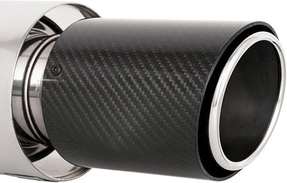 Exhaust Muffler for Car 2.5"/63mm Stainless Steel Resonator Diesel Exhaust Tip Turbo Sound 53cm Length Rolled Edge Beveled Universal for Sedan SUV (Carbon Fiber)