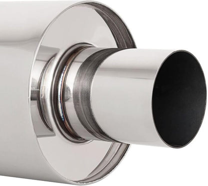 Exhaust Muffler for Car 2.5"/63mm Stainless Steel Resonator Diesel Exhaust Tip Turbo Sound 53cm Length Rolled Edge Beveled Universal for Sedan SUV (Carbon Fiber)