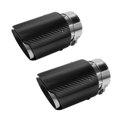 Exhaust Tips Muffler Stainless Steel and Carbon Fiber Glossy Automotive Exhaust End Pipe, Inlet 63mm (2.5") Outlet 89mm (3.5")