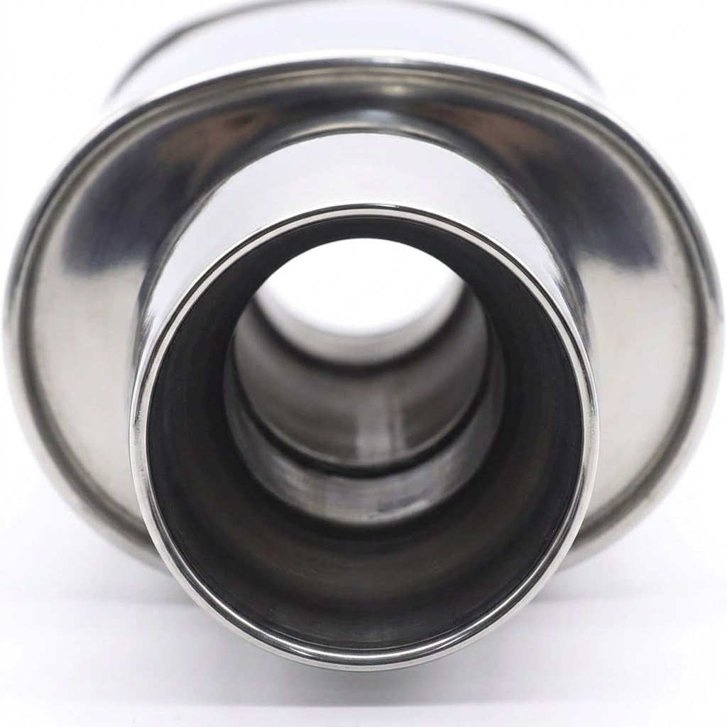 Exhaust Muffler 2.5 Inch (63MM) Inlet/3 Inch (73MM) Automotive Outlet 11.8 Inch (300MM) Stainless Steel
