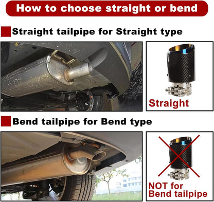 Exhaust Tips Muffler Stainless Steel and Carbon Fiber Glossy Automotive Exhaust End Pipe, Inlet 63mm (2.5") Outlet 89mm (3.5")