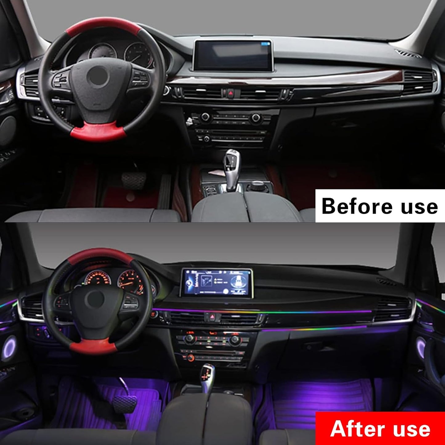 LED Strip Lights for Car Interior, 110 cm, Multi-Colour, Ambient Lighting, Flexible and Cuttable Accessories for All Models