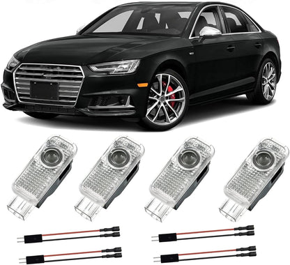 4pcs Car Welcome Light for Audi A1/A3/A4/A5/A6/Q3/Q5/Q7/A7/A8/R8/TT Courtesy Lights Under Door, LED Threshold for Car Doors
