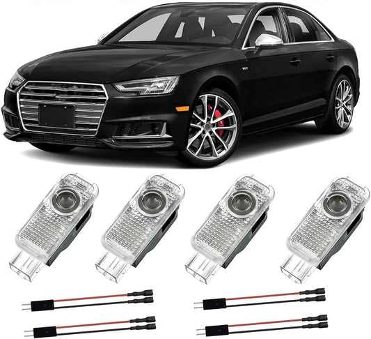 4pcs Car Welcome Light for Audi A1/A3/A4/A5/A6/Q3/Q5/Q7/A7/A8/R8/TT Courtesy Lights Under Door, LED Threshold for Car Doors