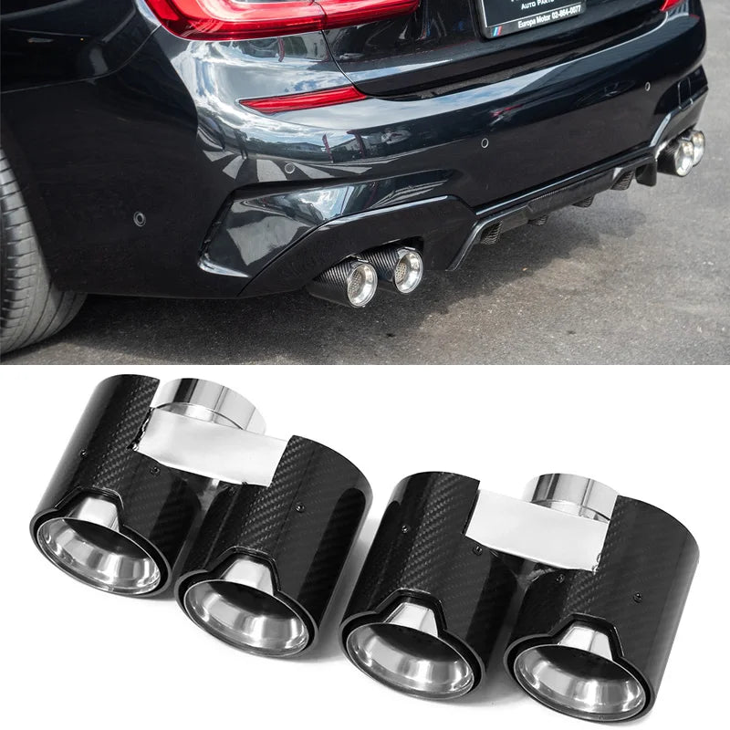 Punta de escape de fibra de carbono para BMW G20 G21 330i 320d 330d 325i 330e, silenciador, boquilla de escape, tubo de escape.
