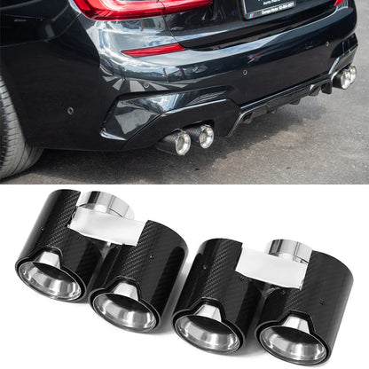 Punta de escape de fibra de carbono para BMW G20 G21 330i 320d 330d 325i 330e, silenciador, boquilla de escape, tubo de escape.