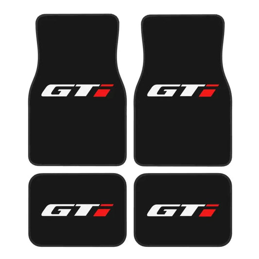 Juego de 4 alfombrillas universales para coche GTI, delanteras y traseras, con base de goma antideslizante. Accesorios para coche. Aptas para la mayoría de los coches.