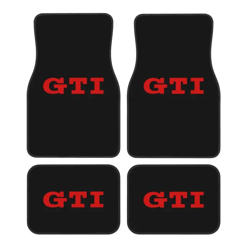 Juego de 4 alfombrillas universales para coche GTI, delanteras y traseras, con base de goma antideslizante. Accesorios para coche. Aptas para la mayoría de los coches.