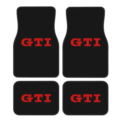 Juego de 4 alfombrillas universales para coche GTI, delanteras y traseras, con base de goma antideslizante. Accesorios para coche. Aptas para la mayoría de los coches.