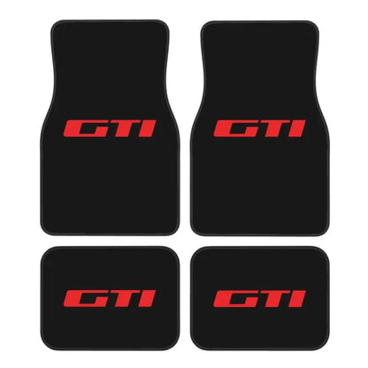 Juego de 4 alfombrillas universales para coche GTI, delanteras y traseras, con base de goma antideslizante. Accesorios para coche. Aptas para la mayoría de los coches.
