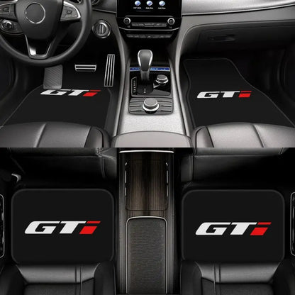 Juego de 4 alfombrillas universales para coche GTI, delanteras y traseras, con base de goma antideslizante. Accesorios para coche. Aptas para la mayoría de los coches.