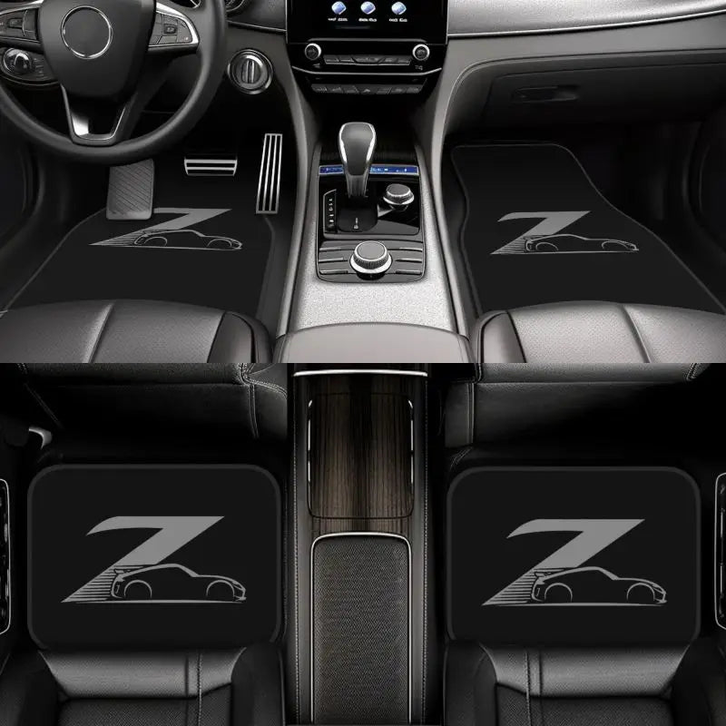 Alfombrillas personalizadas grises para coche de carreras japonés 350z y 370z, juego de 4 piezas, alfombrillas delanteras y traseras con base de goma antideslizante.