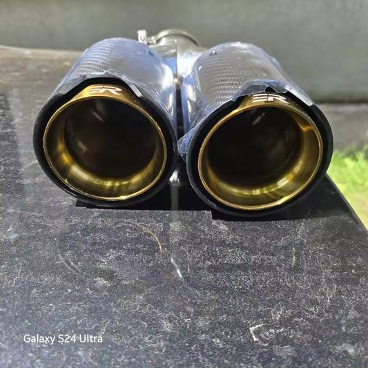 SUMSOO genuino fibra de carbono doble + acero inoxidable Universal para puntas de escape de fibra de carbono tubos finales puntas de silenciador