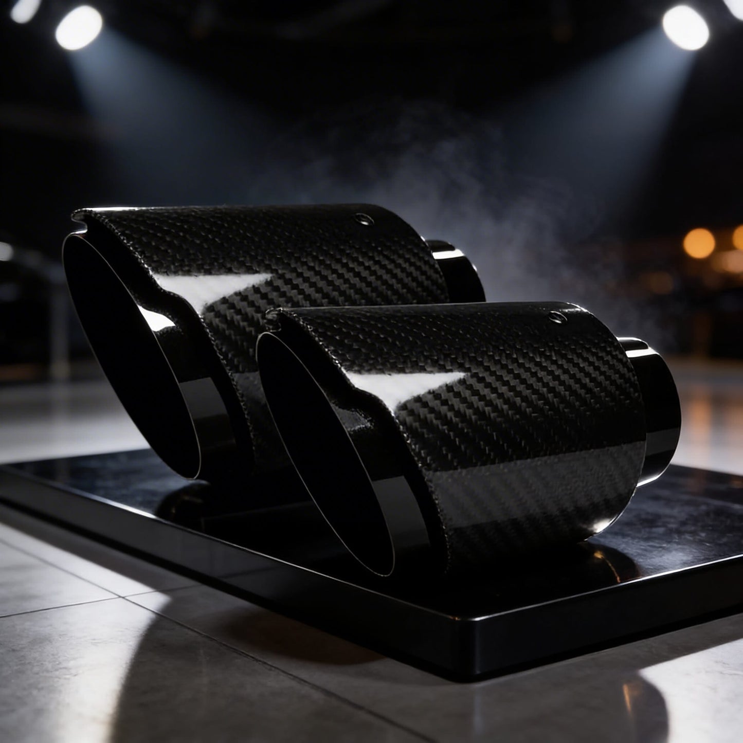 1 Uds. Silenciador Universal de fibra de carbono para coche, silenciador de acero inoxidable, sarga negra brillante, punta del boquilla de escape