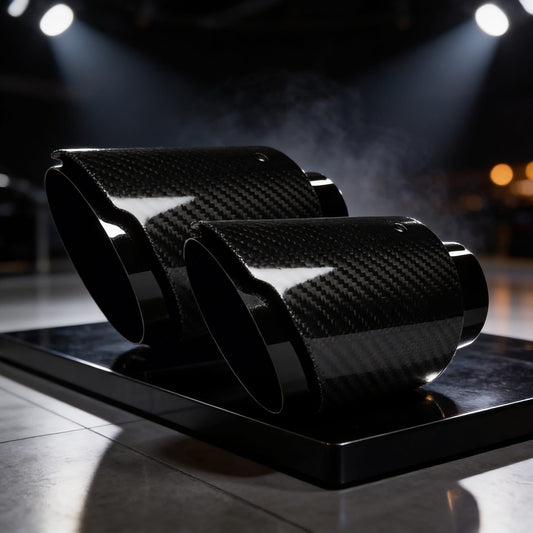 1 Uds. Silenciador Universal de fibra de carbono para coche, silenciador de acero inoxidable, sarga negra brillante, punta del boquilla de escape