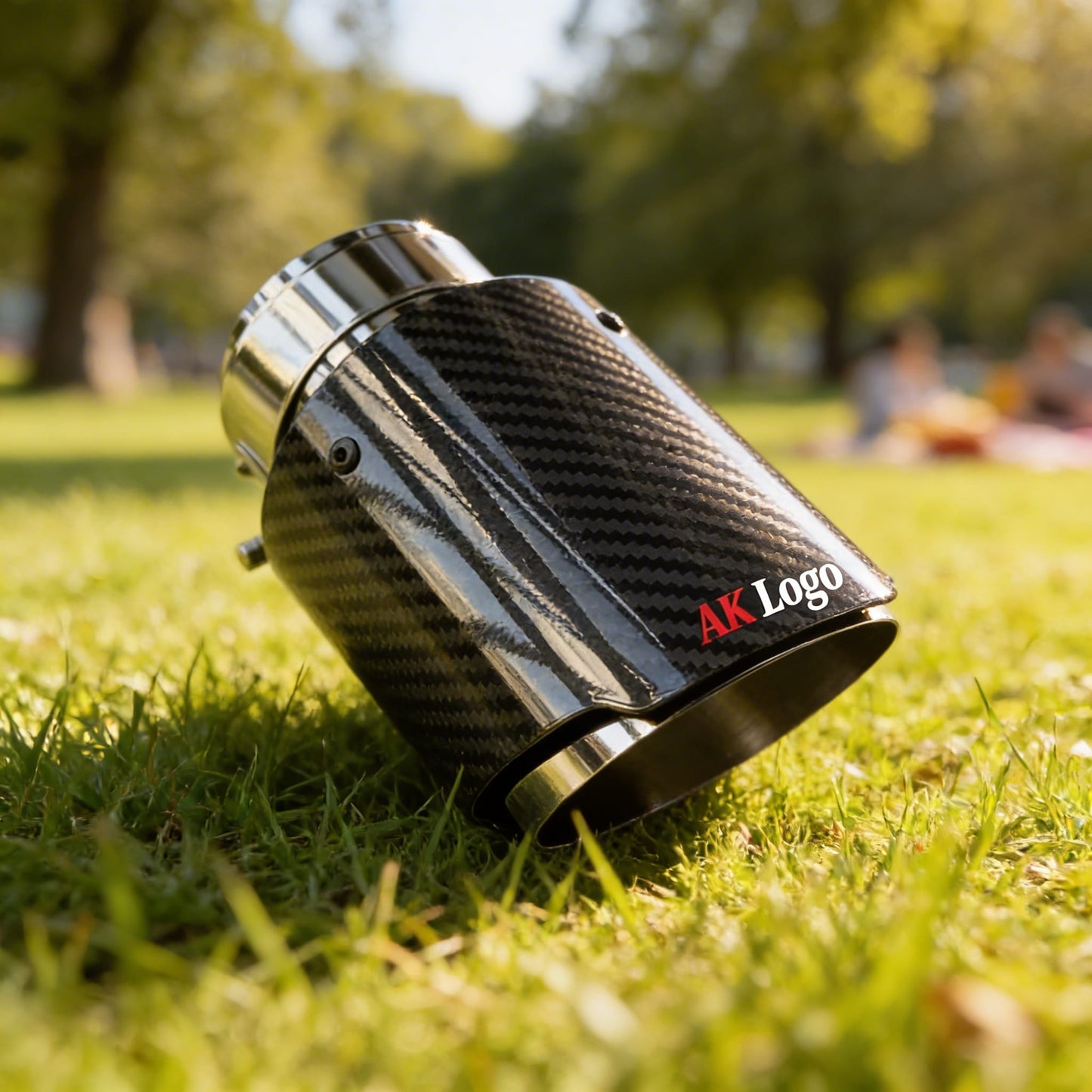 1 Uds. Tubo de punta de escape único modificado para coche, silenciador de fibra de carbono negro brillante, boquilla de escape para logotipo AK Universal