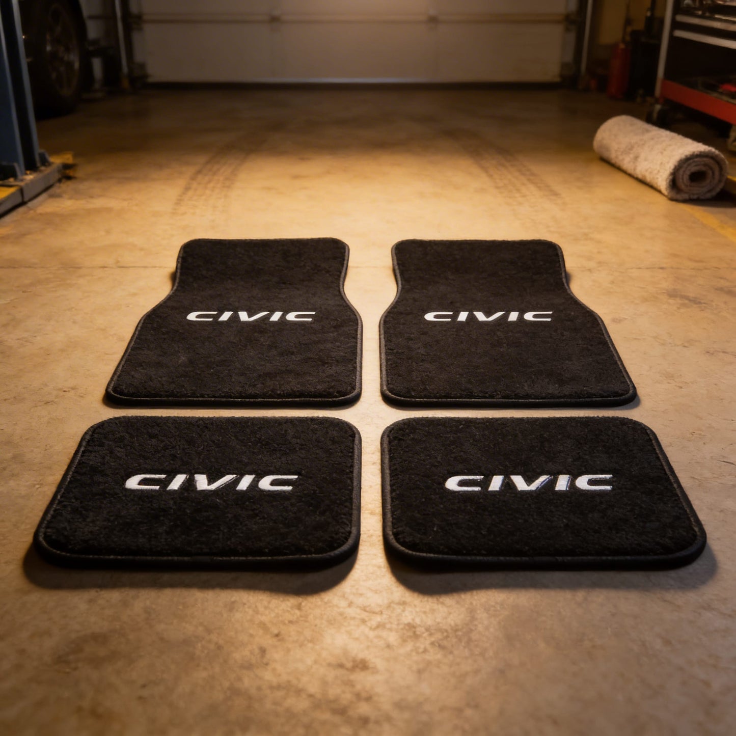 Alfombrillas de coche Civic de terciopelo, 4 unidades, antimanchas, para interior de coche.