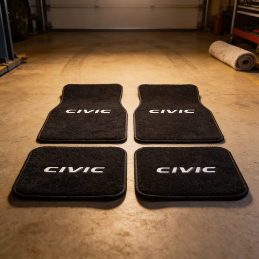 Alfombrillas de coche Civic de terciopelo, 4 unidades, antimanchas, para interior de coche.