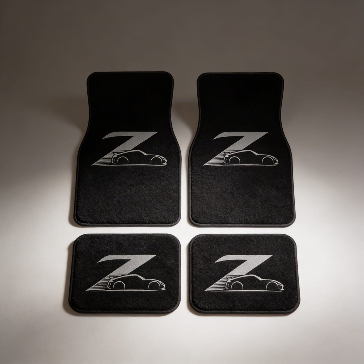 Alfombrillas personalizadas grises para coche de carreras japonés 350z y 370z, juego de 4 piezas, alfombrillas delanteras y traseras con base de goma antideslizante.
