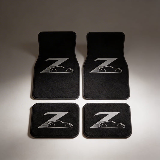 Alfombrillas personalizadas grises para coche de carreras japonés 350z y 370z, juego de 4 piezas, alfombrillas delanteras y traseras con base de goma antideslizante.