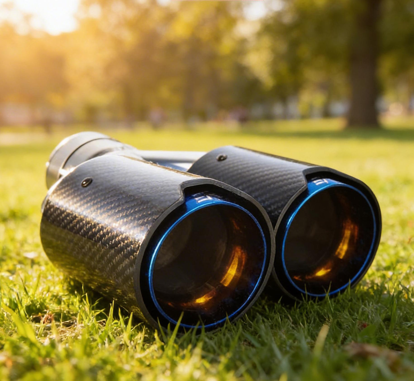 Puntas de Escape Universales SUMSOO Genuinas de Fibra de Carbono Doble + Acero Inoxidable, Puntas de Silenciador de Fibra de Carbono