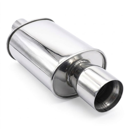 Exhaust Muffler 2.5 Inch (63MM) Inlet/3 Inch (73MM) Automotive Outlet 11.8 Inch (300MM) Stainless Steel