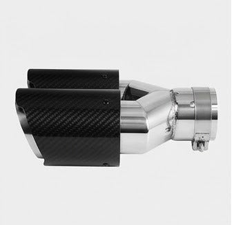 63mm Dual Muffler Tip Carbon Fiber Car Exhaust Pipe Tail Rear Tip Throat Tail (2PCS-Silver Shiny Black)