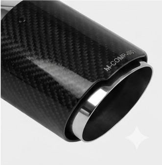 63mm Dual Muffler Tip Carbon Fiber Car Exhaust Pipe Tail Rear Tip Throat Tail (2PCS-Silver Shiny Black)