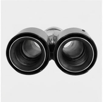 63mm Dual Muffler Tip Carbon Fiber Car Exhaust Pipe Tail Rear Tip Throat Tail (2PCS-Silver Shiny Black)