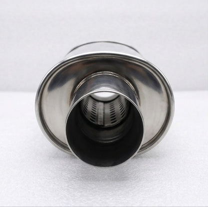 Silenciador de escape de 2,5 pulgadas (63 mm) de entrada doble/3 pulgadas (73 mm) de salida doble para automóvil de 20,9 pulgadas (530 mm) de longitud completa de acero inoxidable plateado