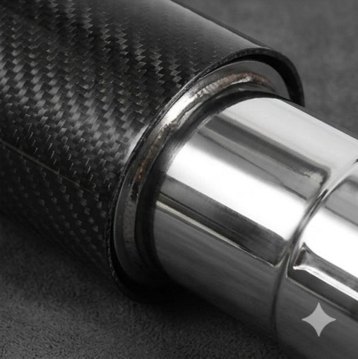 Tubo de escape doble de acero inoxidable de 60 mm (2,36"), silenciador engrosado, salida de escape de coche de 3,5" de fibra de carbono (azul brillante, tostado y negro)