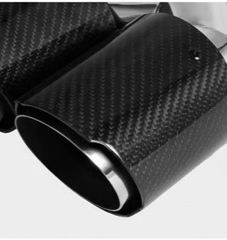63mm Dual Muffler Tip Carbon Fiber Car Exhaust Pipe Tail Rear Tip Throat Tail (2PCS-Silver Shiny Black)