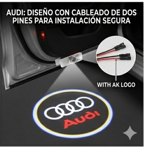 4pcs Car Welcome Light for Audi A1/A3/A4/A5/A6/Q3/Q5/Q7/A7/A8/R8/TT Courtesy Lights Under Door, LED Threshold for Car Doors