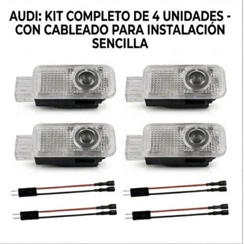 4pcs Car Welcome Light for Audi A1/A3/A4/A5/A6/Q3/Q5/Q7/A7/A8/R8/TT Courtesy Lights Under Door, LED Threshold for Car Doors
